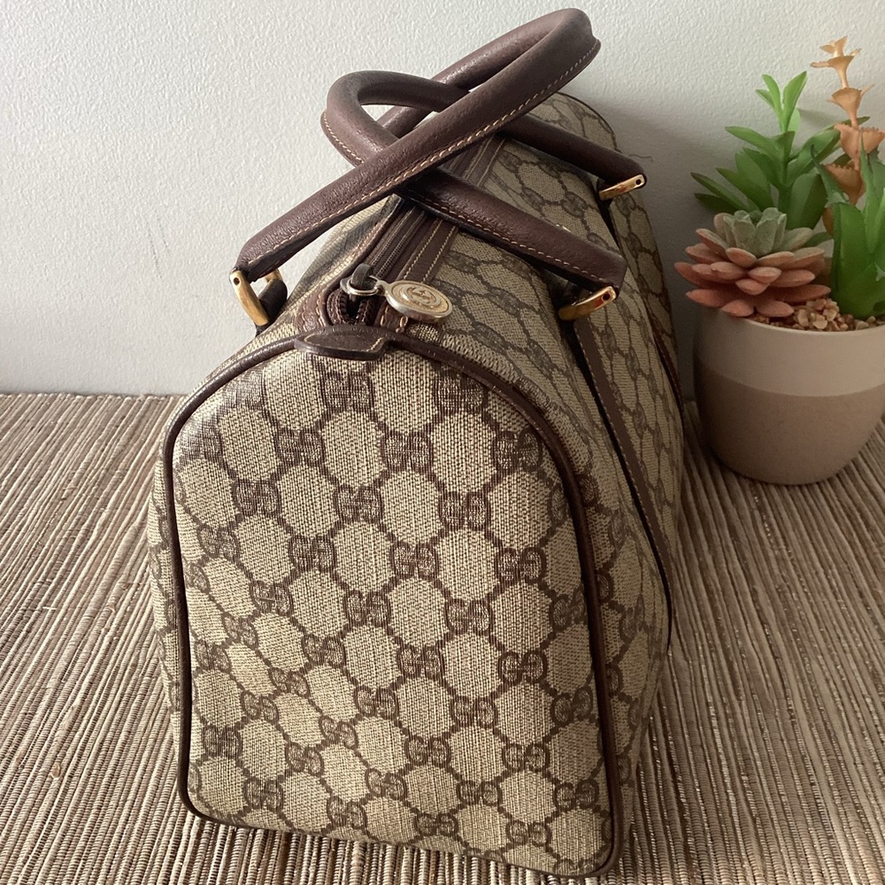 VTG GUCCI Brown GG Monogram Satchel Handbag With Dustbag! - Picture 8 of 12